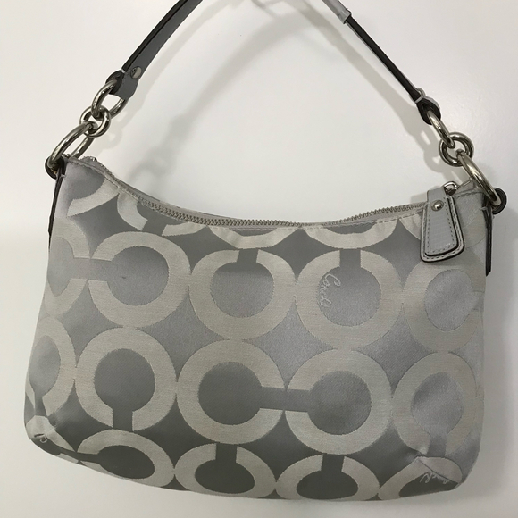 Coach Kristen Signature C Gray Silver  2011 Hobo Bag Purse with Crsbdy Strap EUC - Picture 2 of 9
